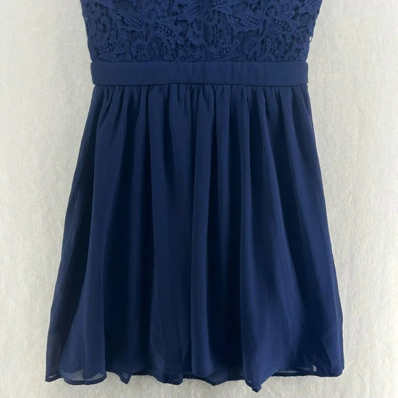 Lulus A-Line Dress Womens Sz S Navy Blue Crochet Cutout Back Sweetheart Neckline - Picture 7 of 13